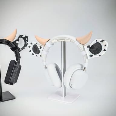 BeamTeam3D Cow Ears and Horns for Headphones, Cute & Fun Decorative Add-Ons for Gaming Headsets, Kids’ School Headphones, Compatible with Most Headphones (Brown/White/White) - Image 6