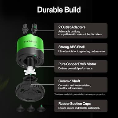 VIVOSUN 400 GPH 20W Submersible Water Pump, with Adjustable Water Flow, 4.9 ft Tubing, Additional Ceramic Shaft, and Outlet Adapters, for Fish Tanks, Aquariums, Hydroponics, Fountains - Image 4