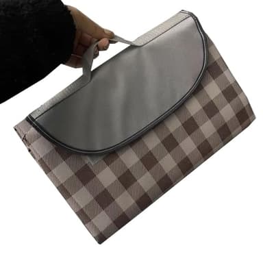 LRUUIDDE Oversize Picnic Beach Blanket, 80''x60'' Outdoor Waterproof Foldable Sandproof Blankets Plaid Picnic Mat for Beach Camping on Grass Picnic Blankets (Brown, 80x60in) - Image 4