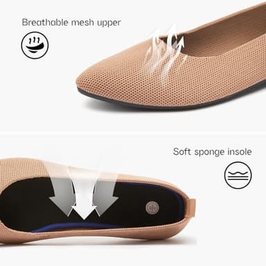 Women's Flats Shoes Pointed Toe Flats Comfortable Slip on Shoes Flat Dress Shoes Black Ballet Flats for Women(Khaki.us8) - Image 6