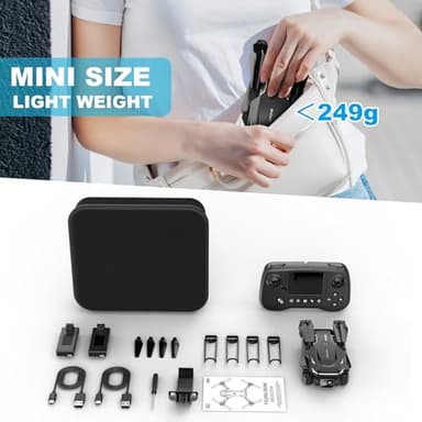 Drone with Camera - Drone with Screen on Controller for Beginners, Foldable Remote Control Quadcopter with Voice Gesture Control, 3D Flip, One Key Start, Emergency Stop, 2 Batteries, Easier to use - Image 7