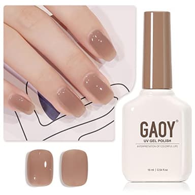 GAOY Jelly Brown Gel Nail Polish, 16ml Sheer Natural Translucent Color 1004 UV Light Cure Gel Polish for Nail Art DIY Manicure and Pedicure at Home - Image 1