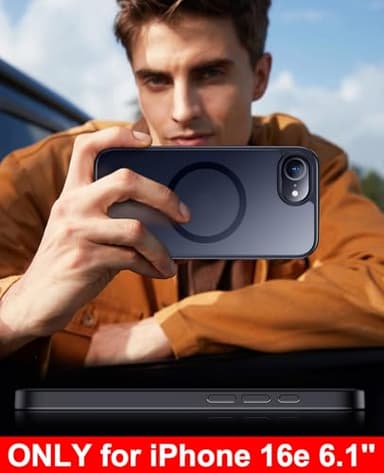 SPIDERCASE Designed for iPhone 16e Case, Magnetic Translucent Matte Case with 2PCS Tempered Glass Screen Protector Anti-Scratch Slim Phone Case for iPhone 16E 6.1'', Black - Image 7