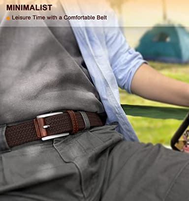 BULLIANT Belt for Men 2Pack,Mens Gift Stretch Braided Web Belt Elastic for Casual Golf Jeans,1 3/8"(Black/Deep Brown,52"-56" Waist Adjustable) - Image 8