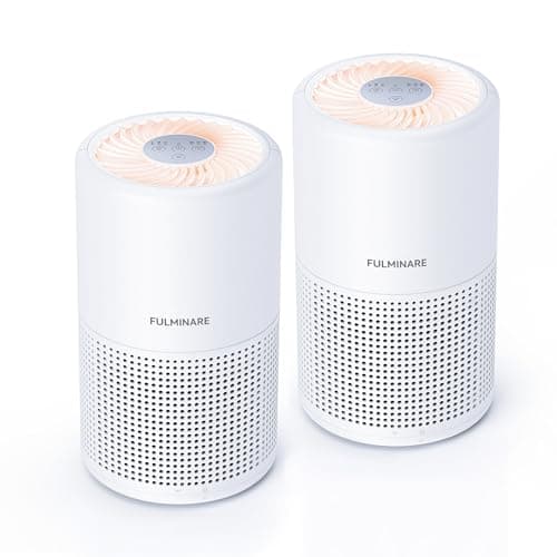 FULMINARE Air Purifiers for Bedroom H13 True HEPA Air Filter Quiet Air Cleaner With Night Light Portable Small Air Purifier for Home, Office, Living Room (White 2 Pack) - Image 1