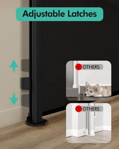 Retractable Baby Gates for Stairs, Mesh Dog Gate for Doorways, 33.6" Tall, Expands to 55" Wide,Pet Safety Essential Fit for Baseboards, Wide Toddlers Gates for Hallways, Indoor & Outdoor,Black - Image 4
