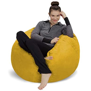Sofa Sack Bean Bag Chair - Plush, Ultra Soft - Memory Foam Bean Bag Chair with Microsuede Cover - Stuffed Foam Filled Furniture and Accessories for Dorm Room 3 Feet - Lemon - Image 1