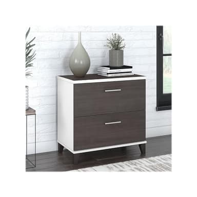 Bush Furniture 2 Drawer Lateral File Cabinet, Letter and Legal-Size Document Storage for Home or Professional Office, Somerset Collection, White and Storm Gray - Image 2