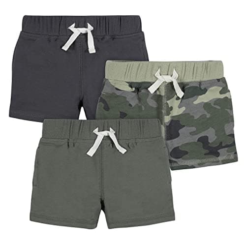 Gerber Boys Toddler 3-Pack Pull-On Knit Shorts, Green Camo, 3T - Image 1
