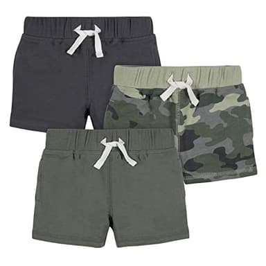 Gerber Boys Toddler 3-Pack Pull-On Knit Shorts, Green Camo, 3T - Image 1