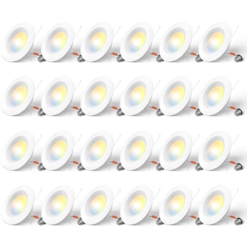 Amico 24 Pack 5/6 inch 5CCT LED Recessed Lighting, Dimmable, 12.5W=100W, 950LM, 2700K/3000K/4000K/5000K/6000K Selectable, Retrofit Can Lights with Baffle Trim, IC Rated - ETL & FCC, White - Image 1