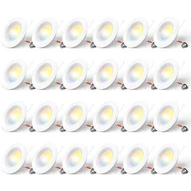 Amico 24 Pack 5/6 inch 5CCT LED Recessed Lighting, Dimmable, 12.5W=100W, 950LM, 2700K/3000K/4000K/5000K/6000K Selectable, Retrofit Can Lights with Baffle Trim, IC Rated - ETL & FCC, White - Image 1