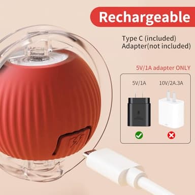 JLDVP Cat Interactive Ball Toy with Feather, The Upgrade Agile Moving Cats Ball, Touching Automatic Moving for Bored Indoor Adult, 3-in-1 Pet Toy for Indoor - Image 7