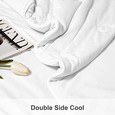 LLanCL Cooling Blankets for Hot Sleepers - Cool Like Ice Cream Lightweight Blanket for Summer with Double Side Cold, Cooling Comforter, Quilt, Fabric for Bed (Twin Size 59" x 79" White) - Image 4