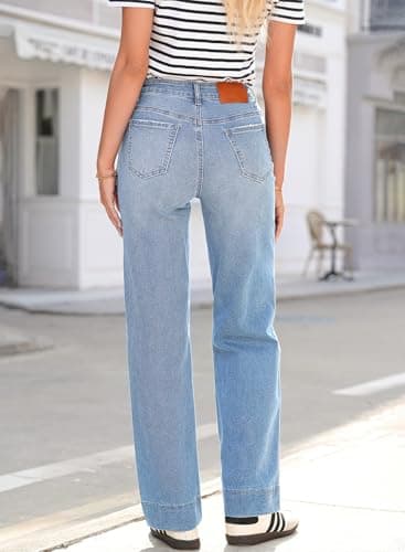 Sidefeel Jeans for Women Western Outfit High Waisted Drawstring Wide Leg Denim Pants Iceland Blue Size 10 - Image 2