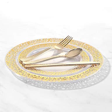 Supernal 360pcs Plastic Gold Silverware,Cutlery,Disposable Utensils,120 Plastic Knives,120 Gold Forks,120 Disposable Spoons,Perfect for Birthday,Party,Wedding - Image 4