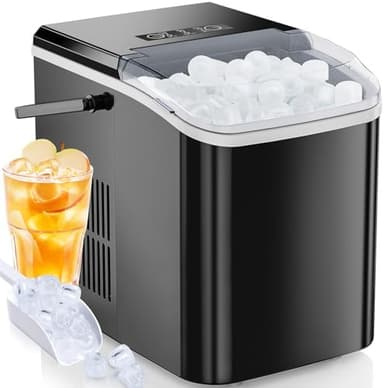 OLIXIS Ice Maker Machine with Handle,26lbs in 24Hrs,9 Ice Cubes in 6 Mins,Auto-Cleaning Portable Ice Maker with Basket and Scoop, Countertop Ice Maker for Home/Kitchen/Camping/RV, Sleek Black - Image 3