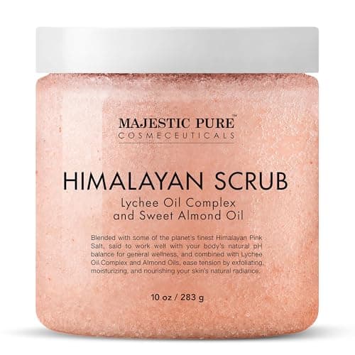 MAJESTIC PURE Himalayan Salt Body Scrub with Lychee Oil, Exfoliating Salt Scrub to Exfoliate & Moisturize Skin, Deep Cleansing - 10 oz - Image 1