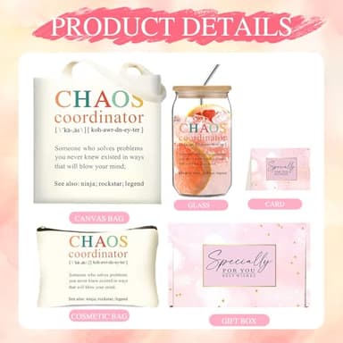 DHQH Thank You Gifts For Women, Employee Appreciation Gifts, Chaos Coordinator Gift for Coworkers Boss Manager Office Lady Nurse Mom, Administrative Professional Day with 16Oz Glass Cup - Image 2