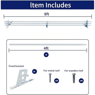 Lahoreeky Snow Guard Railing, 8ft Roof Snow Ice Guards for Metal Roofs and Wood Roofs, Stop Snow from Sliding Off Your Roof, Extendable, Gray - Image 2