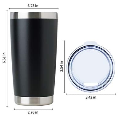DOMICARE 20oz Stainless Steel Tumbler Bulk with Lid, Double Wall Vacuum Insulated Travel Mug, Powder Coated Coffee Cup, Powder Black, 12 Pack - Image 5