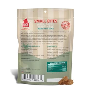 Plato Pet Treats Air Dried Small Bites Dog Treats, Natural Bite Sized Real Meat & Duck, Grain Free & High Protein, Made in the USA, 6oz - Image 2