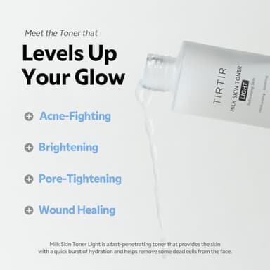 TIRTIR Milk Skin Toner Light | Instant Hydration with 4% Niacinamide, Pore-Tightening, Vegan Toner for Acne-Prone, Sensitive & Oily Skin, Fungal Acne Safe, Panthenol, Allantoin, Vitamin B - Image 4