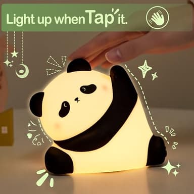LettreQ Panda Night Light, Rechargeable Squishy lamp - Silicone Cute Gifts for Kids - Nightlight Nursery LED Animal Dimmanble Touch Light - Bedroom Decor Funny Birthday Christmas Gifts for Boy, Girls - Image 5
