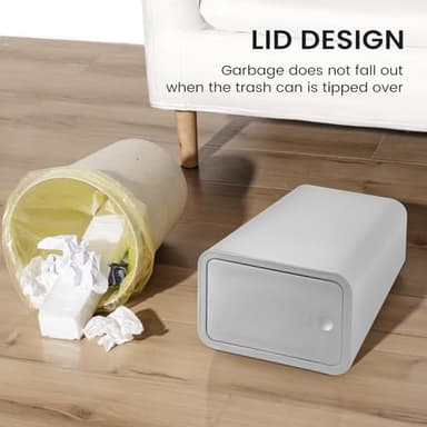 Cesun Bathroom Trash Can with Lid, 4.0 Gallon / 15 Liter Small Garbage Can with Press Top Lid, Plastic Wastebasket with Pop-up Lids for Toilet, Office, Bedroom, Living Room, Grey - Image 4