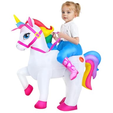 KOOY Inflatable Unicorn Costume Kid Blow up Unicorn Costume Kid Funny Halloween Inflatable Costumes For Kids - Image 3