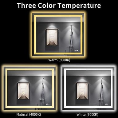 LOAAO 48"X40" LED Bathroom Mirror with Lights, Anti-Fog, Dimmable, Backlit + Front Lit, Lighted Bathroom Vanity Mirror for Wall, Memory Function, Tempered Glass, Shatter-Proof, ETL Listed - Image 4