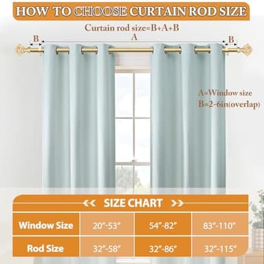 TONIAL Curtain Rods 32 to 55 Inch(2.6 to 4.8 ft), Telescoping Splicing 3/4 Single Rods for Windows 20 to 53 Inch(1.7 to 4.4 ft) Decorative Drapery Rod with Translucent Diamond Finial, Gold - Image 5