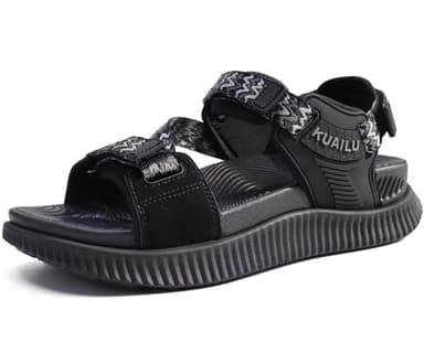 KuaiLu Walking Orthopedic Sandals Womens Comfortable Arch Support Hiking Sandles Plantar Fasciitis Athletic Sport Recovery Cushion Summer Travel Outdoor Open Toe Water Shoes Black Size 7.5 - Image 1