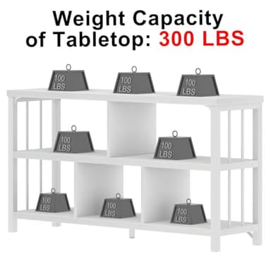 IBF White Wood Bookshelf, Industrial Horizontal Cubby Book Shelf, Low Open Shelf Bookcase for Office Living Room, Modern Short Wide 5 Cube Storage Organizer for Books Display Bedroom, White Oak, 47 In - Image 6