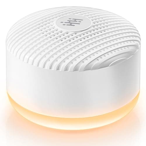 Portable Sound Machine & Night Light, White Noise Sound Machine for Baby & Adults with 12 Selected Sounds - Rechargeable, Memory Function, Timer - Sleep Soother, Home & Travel, White - Image 1
