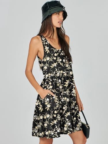 ANRABESS Womens Summer Casual Tank Dress Sleeveless V Neck T Shirt Sundress Flowy Tiered Swing Mini Beach Vacation Dresses Black Floral XX-Large - Image 7
