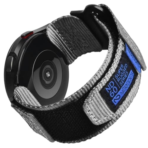 Nereides Band Compatible with Samsung Galaxy Watch 7 6 5 4 40mm 44mm/Watch 6 4 Classic 43/47mm 42/46mm, Galaxy Watch 5 Pro 45mm/Active 2 Band, 20mm Nylon Adjustable Sports Strap for Men Women(Grey,L) - Image 1