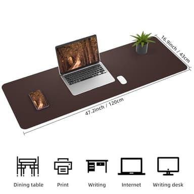 Leather Desk pad Protector, Large Desk mat with Natural Cork & PU Leather,Mouse pad,Non-Slip Office Desk Mat,Waterproof Desk Writing Pad for Office and Home (47in*17in,Coffee) - Image 3