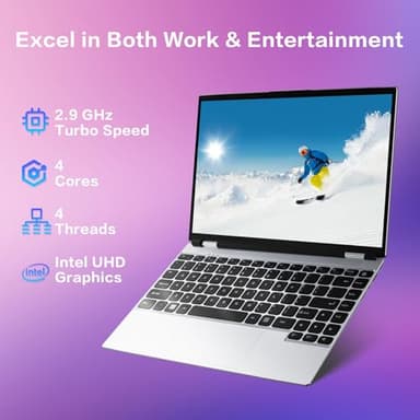 2025 Latest 14'' Laptop Windows 11, 8GB RAM 256GB SSD, Intel Quad-Core Processor(Max 2.9GHz), 1080P FHD Display, TF Card Slot, USB-C, Mini-HDMI, WiFi5, Bluetooth5, Webcam, Lightweight(Silver) - Image 2