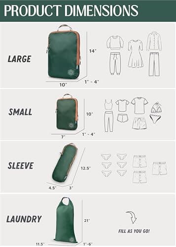 Compression Packing Cubes 6 Piece Set for Travel - Lightweight, Durable Clothes Organizer for Carry-On Luggage and Backpacks by TRIPPED Travel Gear (Green and Brown) - Image 6