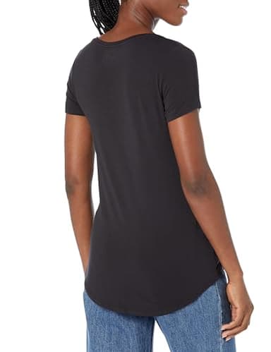 Amazon Essentials Women's Relaxed-Fit Short-Sleeve V-Neck Tunic (Available in Plus Size), Black, Small - Image 2