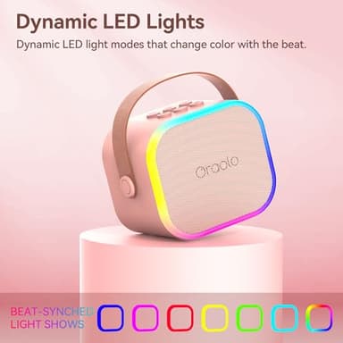 Oraolo Karaoke Machine with 2 Wireless Microphones, Portable Mini Karaoke for Kids, Funny Magical Sound Modes, Speaker Support Multi-Channel Connection, Birthday Gifts for Girls Boys - Image 3