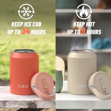 Cafezi Insulated Water Bottle 64 oz, Stainless Steel Water Bottles with Flip Straw and Top Handle, Leak Proof, Iced for 34 Hours, Vacuum Insulated Water Bottle for Home, Office, Hiking, Car - Image 4