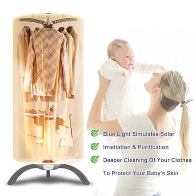 Portable Clothes Dryer Upgraded Large Capacity for Families,travel and apartments,Mini 900W Fast-Drying Machine for Skirts, Clothing and Shoes Quick & Easy-to-Use Foldable Compact Dryer(Beige) - Image 2