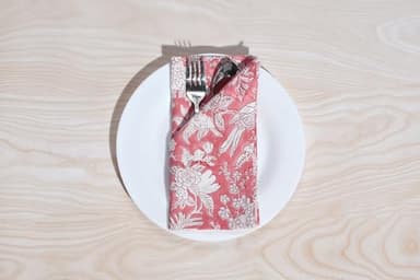 CPC Cloth Napkins 100% Cotton Set of 4 Reusable Napkins, Indian Block Print Toile Floral Dinner Napkin, Fall Thanksgiving Christmas Holiday Party Gift - Soft Absorbent Napkin, 18"x18" Pink Coral - Image 4