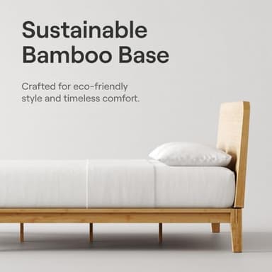 Nectar Bamboo Platform Bed Frame - Full - Natural - Floating Center Support Legs - 12” Height - Easy Tool Free Set Up - Contemporary and Durable - Sturdy Wooden Support Slats - Holds Up to 800 Pounds - Image 4