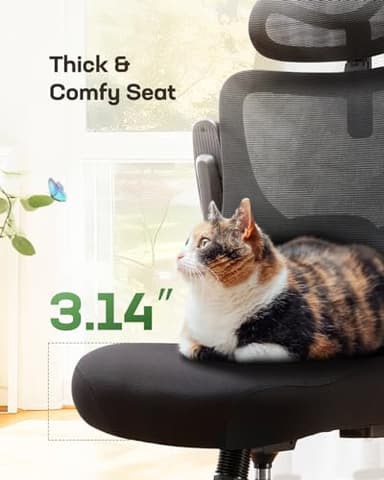 Marsail Ergonomic Office Chair: Office Computer Desk Chair with High Back Mesh and Adjustable Lumbar Support Rolling Work Swivel Task Chairs with Wheel 3D Armrests and Headrest - Image 6