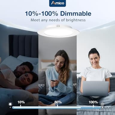Amico 24 Pack 5/6 inch 5CCT LED Recessed Lighting, Dimmable, 12.5W=100W, 950LM, 2700K/3000K/4000K/5000K/6000K Selectable, Retrofit Can Lights with Baffle Trim, IC Rated - ETL & FCC, White - Image 3