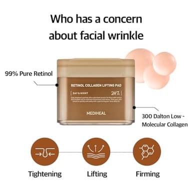 MEDIHEAL Retinol Collagen Lifting Pad - Vegan Face Hypoallergenic Pads with Retinol, Collagen - Lifting Pads for Enhancing Skin Texture Firmness 100 Pads - Image 3