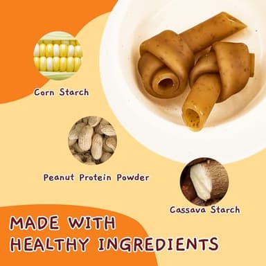 Jungle Calling Rawhide Free Dog Treats, Peanut Butter Bones, 6.5'' Pet Chews for Medium and Large Dogs,Digestible Chewing Snacks,4 Count (Pack of 1) - Image 3